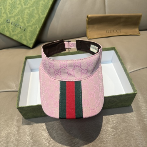 Gucci Pink Canvas Visor with Iconic Web Stripe and Adjustable Fit 1 Gucci Pink Canvas Visor with Iconic Web Stripe and Adjustable Fit