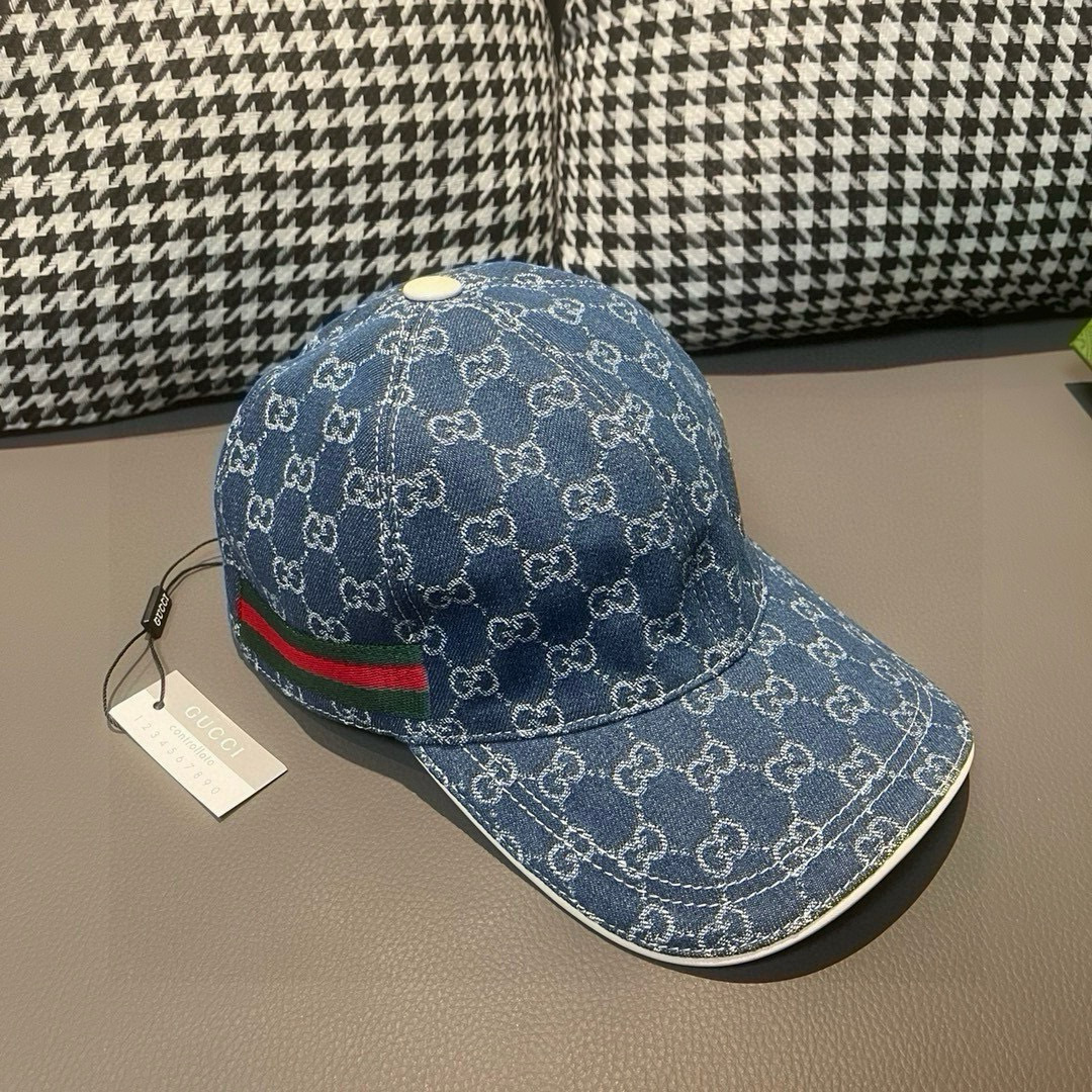 
配盒子布袋，Gucci(古奇)经典原单棒球帽，双G牛仔提花，复古设计，专柜11开模订制！原版牛仔布料+