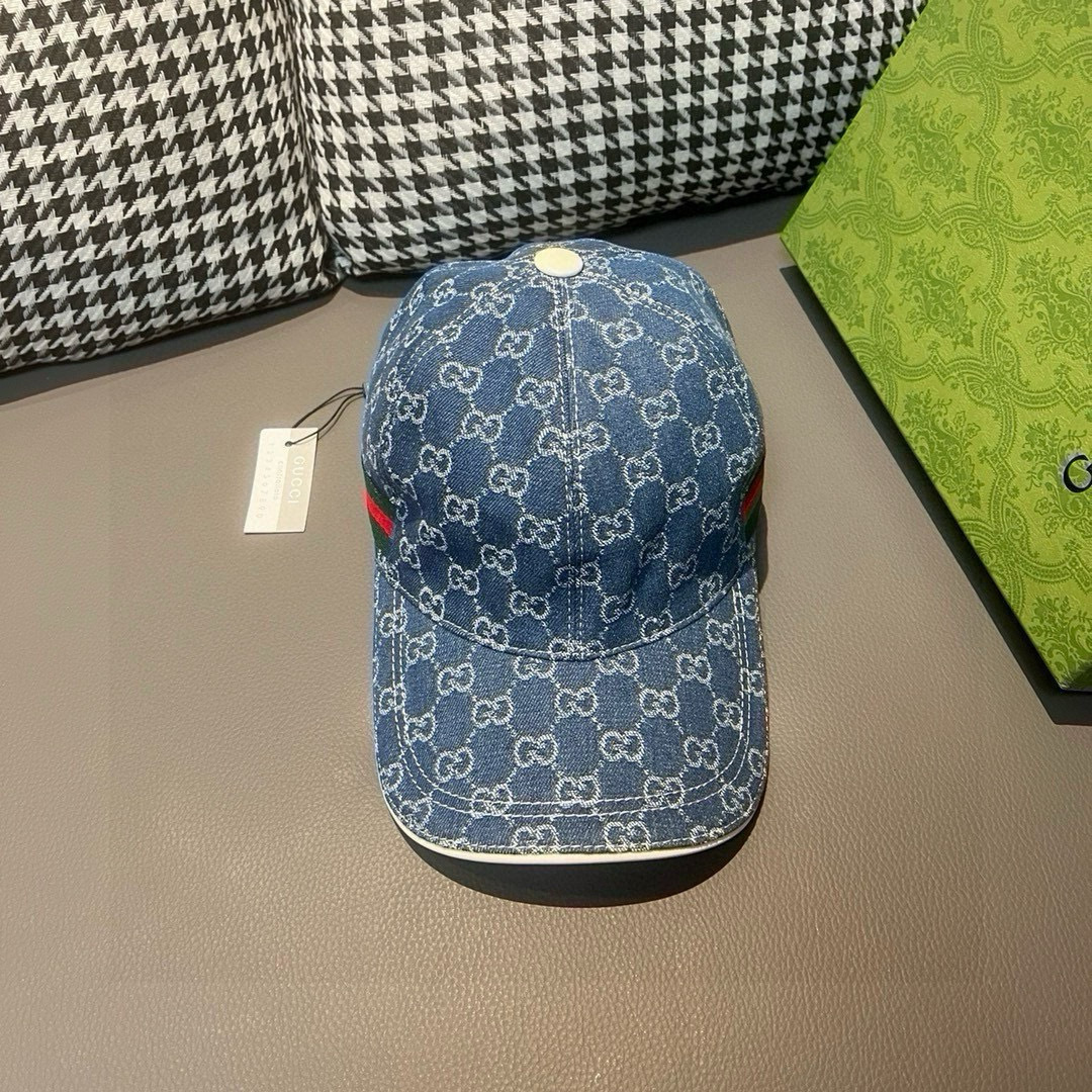
配盒子布袋，Gucci(古奇)经典原单棒球帽，双G牛仔提花，复古设计，专柜11开模订制！原版牛仔布料+