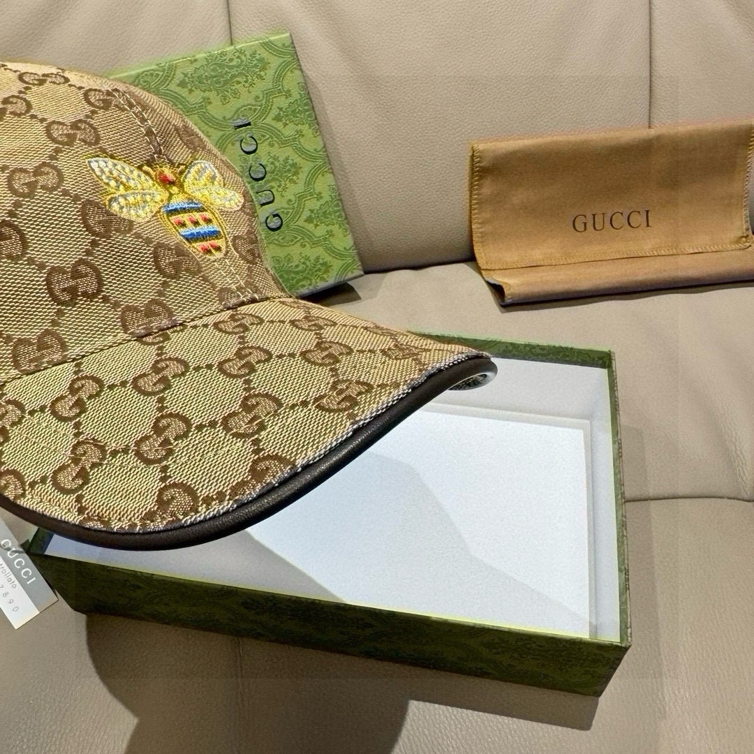 
配盒子布袋，Gucci(古奇)原单棒球帽， 小蜜蜂刺绣，11开模订制，重工刺绣，细节可媲美专柜，原版帆