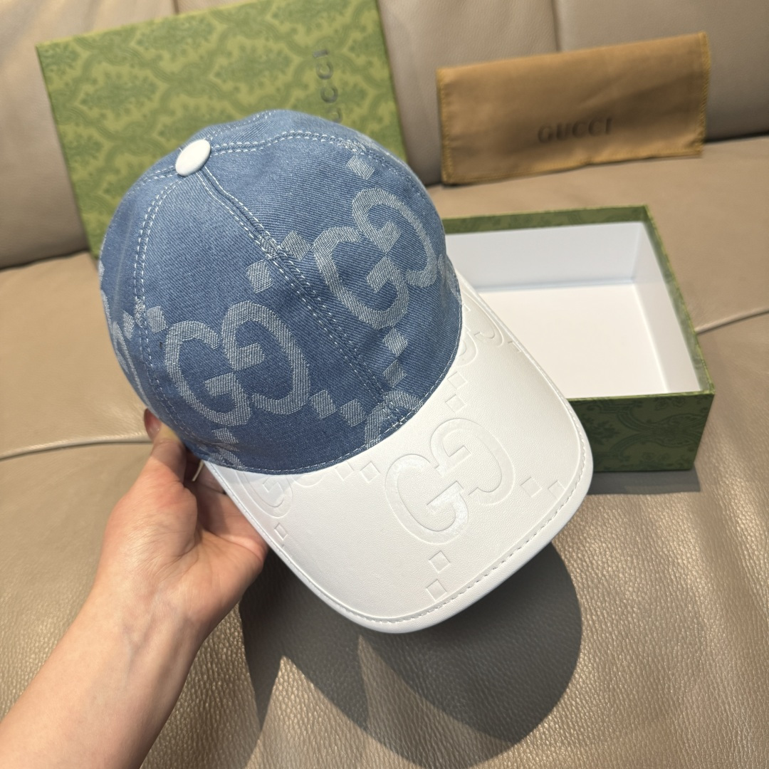 
配盒子布袋，Gucci(古奇)新款原单棒球帽， 大双G拼皮，专柜热卖款，11开模订制，原版帆布料+头层