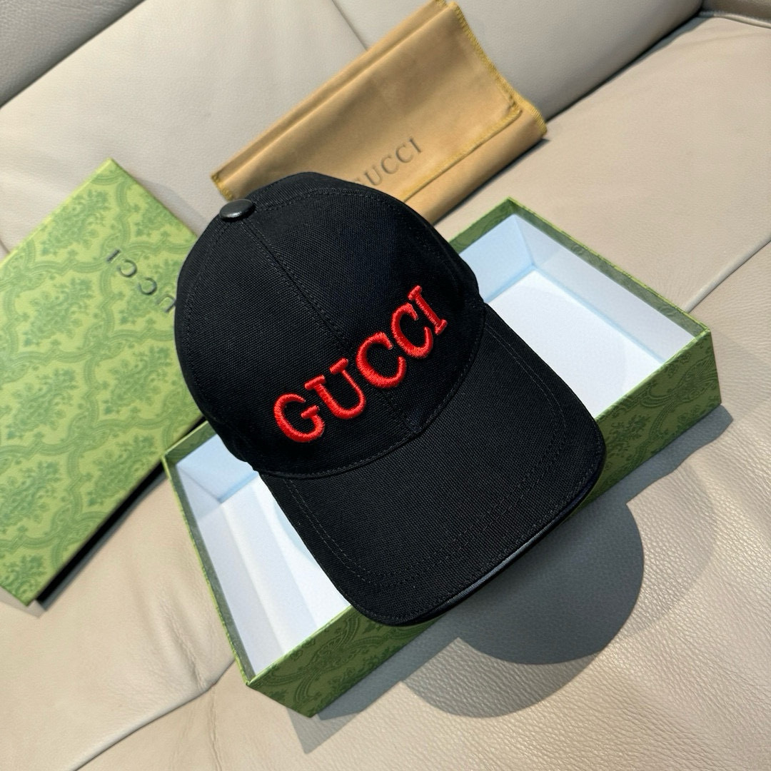 
配盒子布袋，Gucci(古奇)新款原单棒球帽，GUCCI刺绣，11开模订制，重工刺绣，细节可媲美专柜，