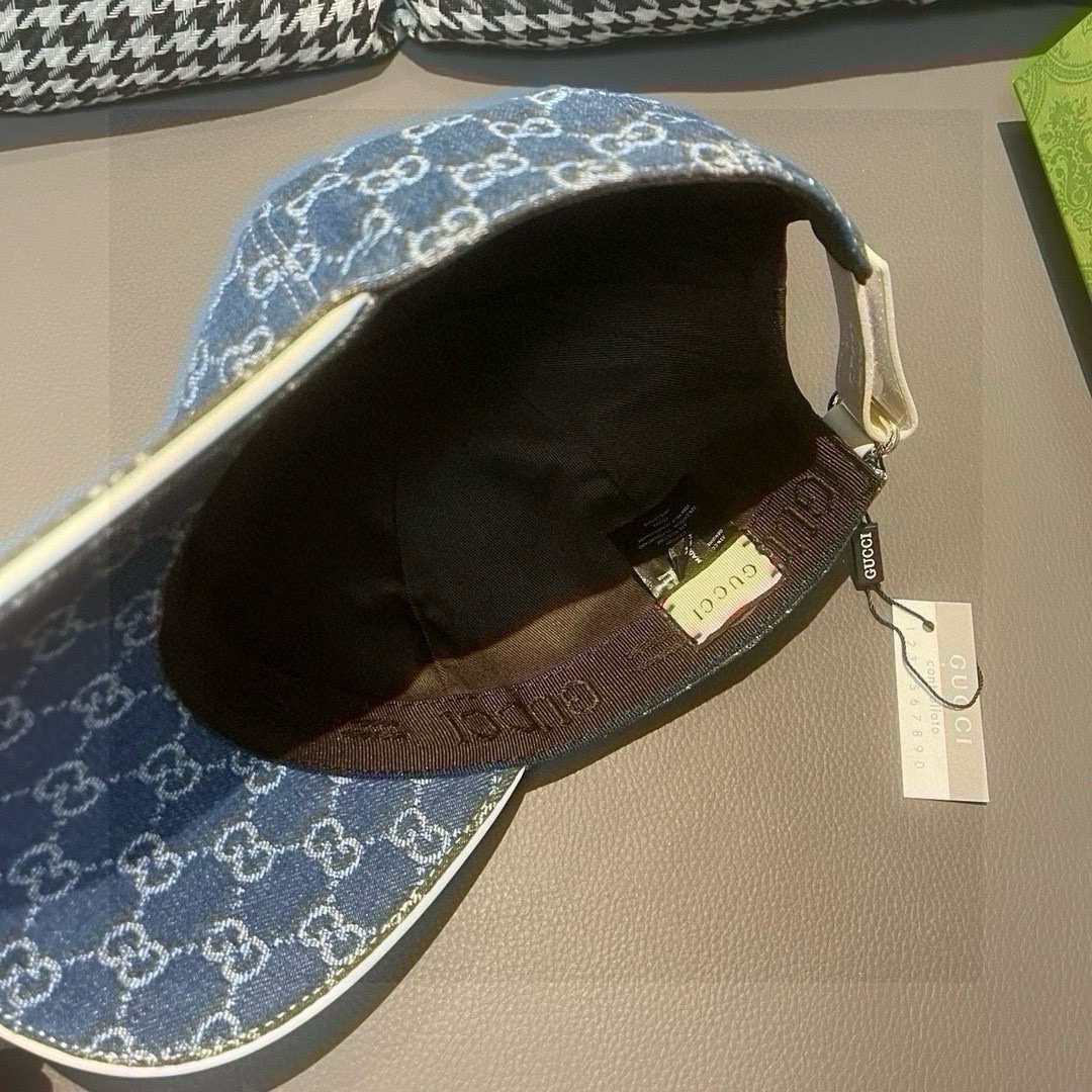 
配盒子布袋，Gucci(古奇)经典原单棒球帽，双G牛仔提花，复古设计，专柜11开模订制！原版牛仔布料+