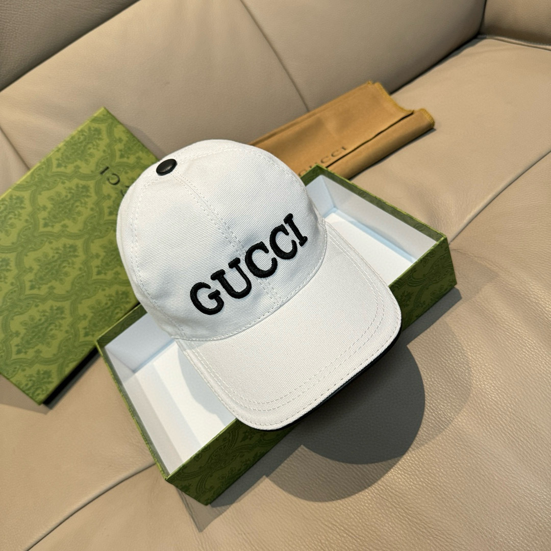 
配盒子布袋，Gucci(古奇)新款原单棒球帽，GUCCI刺绣，11开模订制，重工刺绣，细节可媲美专柜，