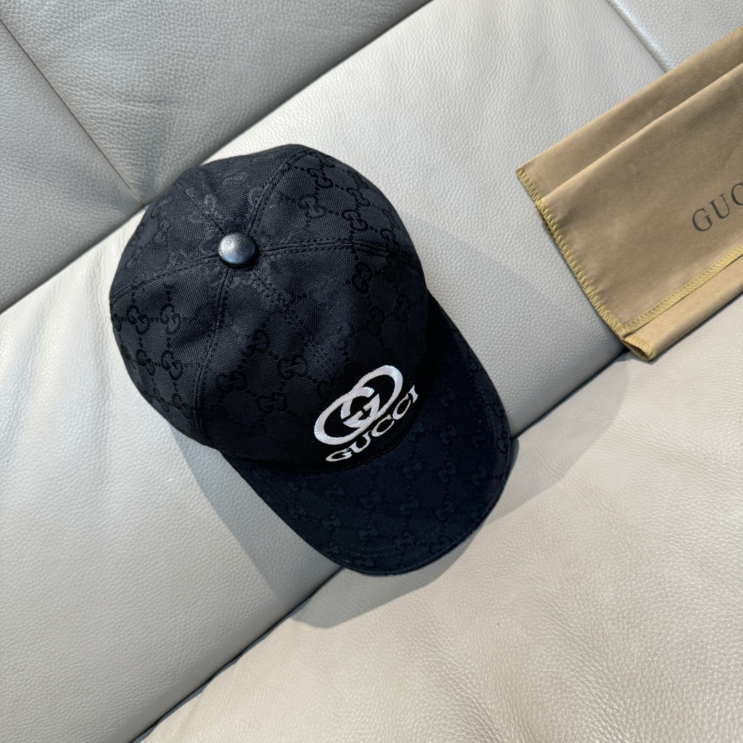 
配盒子布袋，Gucci(古奇)新款原单棒球帽， GUCCI刺绣，11开模订制，重工刺绣，细节可媲美专柜