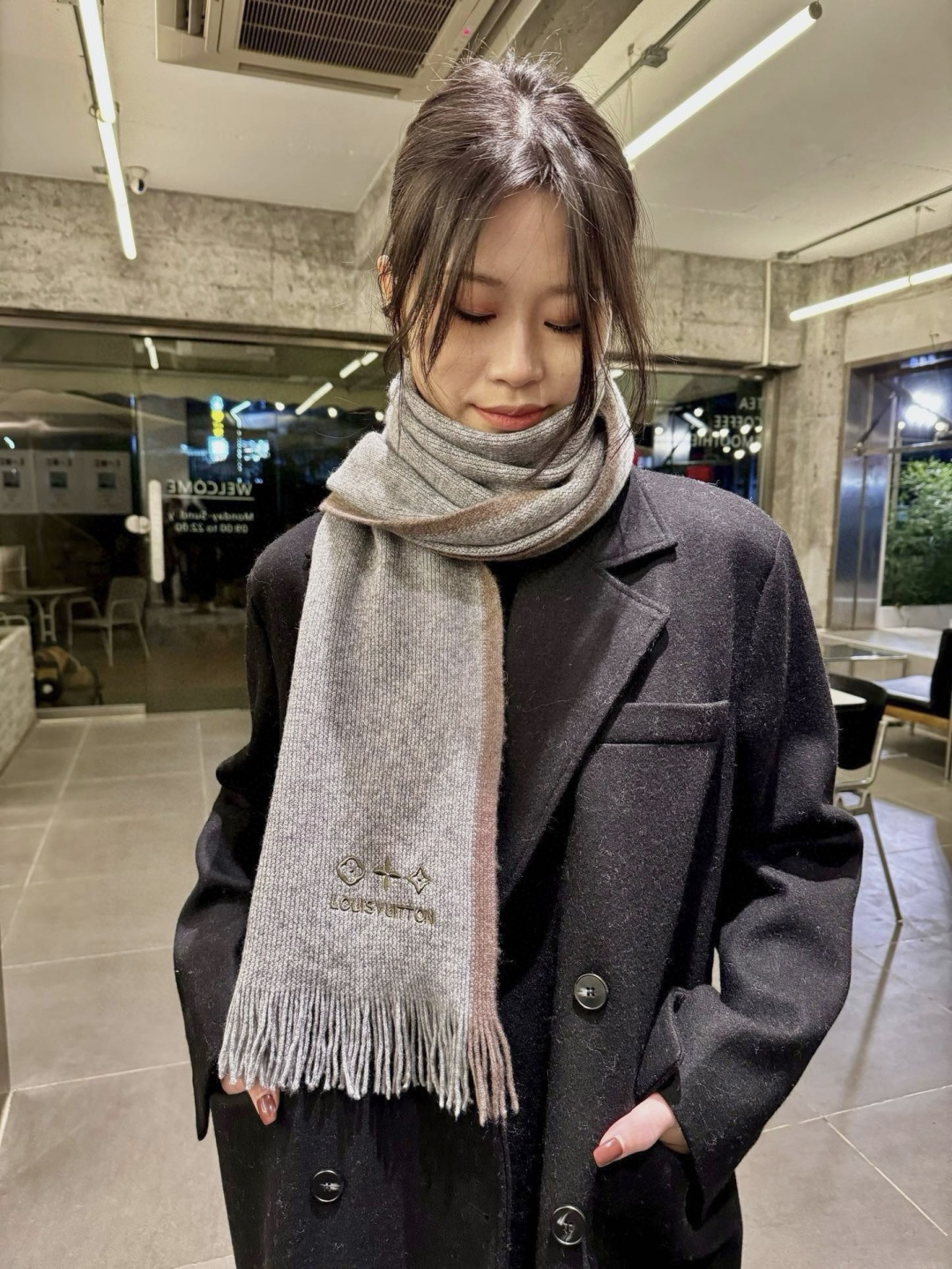 Louis Vuitton Lv新款高端羊绒针织围巾 出口尾单 客供 羊绒纱线 这款织法比较难 又很费纱线