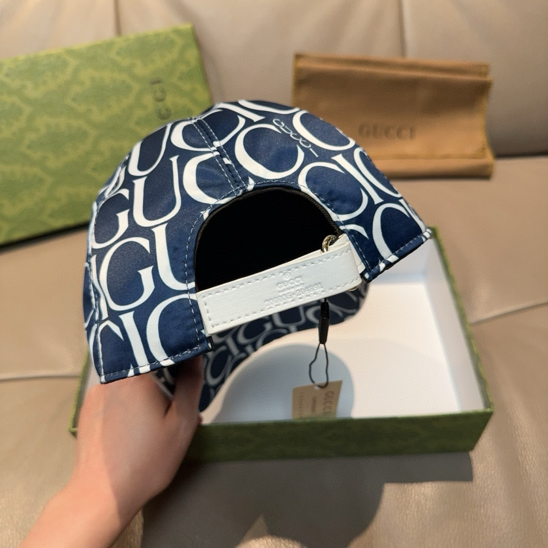 配盒子布袋，Gucci(古奇)新款原单棒球帽， GUCCI丝印，专柜1:1开模订制，原版帆布料+头层牛皮