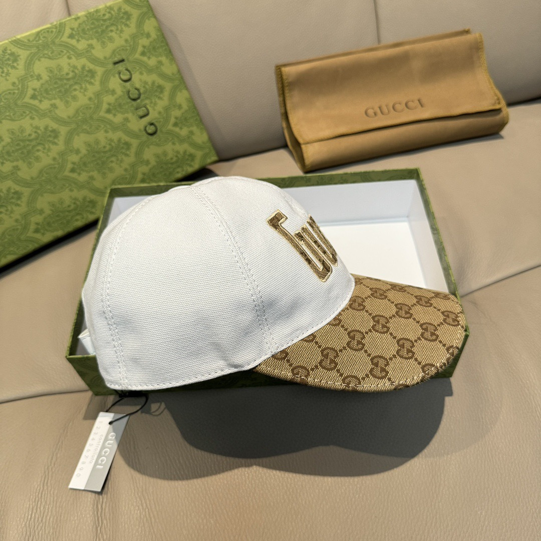 配包装布袋，Gucci古奇新款原单棒球帽， Gucci大提花。专柜1:1开模订制，原版帆布面料+头层牛皮