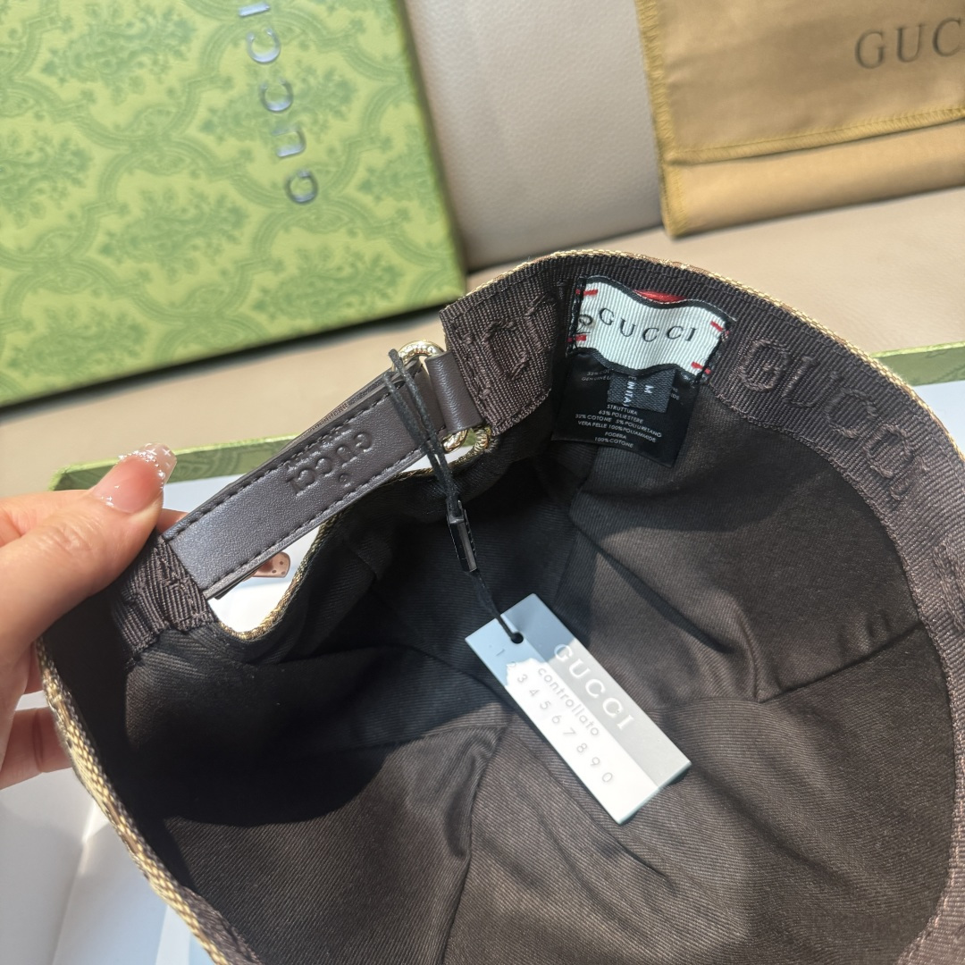配包装布袋，Gucci(古奇)经典原单棒球帽， 竖条小织带，1:1开模订制，原版帆布料+头层牛皮，真皮包