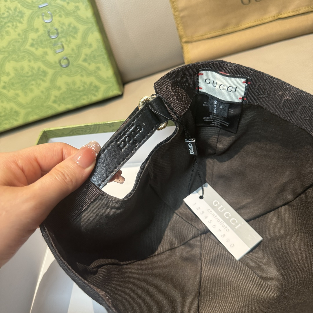 配包装布袋，Gucci(古奇)经典原单棒球帽， 竖条小织带，1:1开模订制，原版帆布料+头层牛皮，真皮包