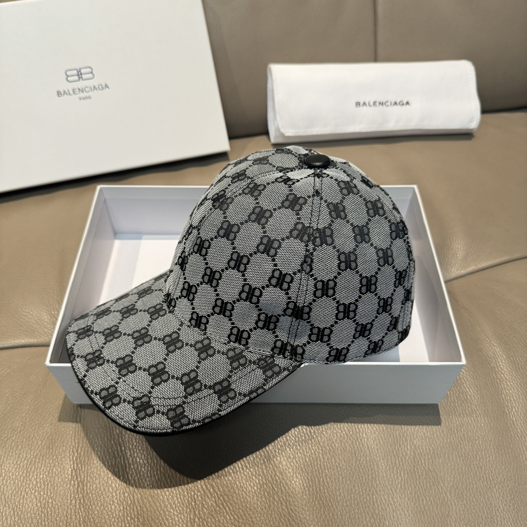 配盒子布袋，Balenciaga（巴黎世家）新款原单棒球帽， 专柜1:1开模订制，原版帆布面料+头层牛皮