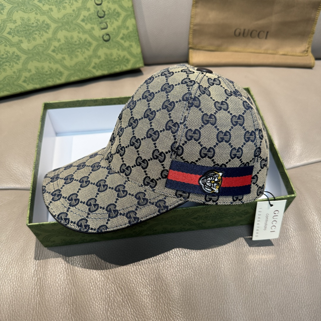 配盒子布袋，Gucci(古奇)新款原单棒球帽， 虎头织带，1:1开模订制，重工刺绣，细节可媲美专柜，原版