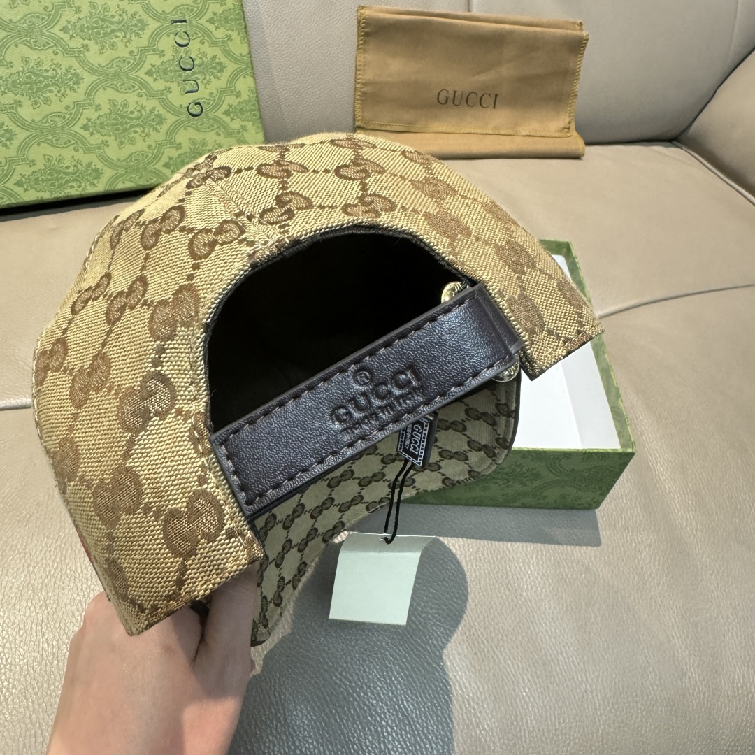 配盒子布袋，Gucci(古奇)新款原单棒球帽， 虎头织带，1:1开模订制，重工刺绣，细节可媲美专柜，原版