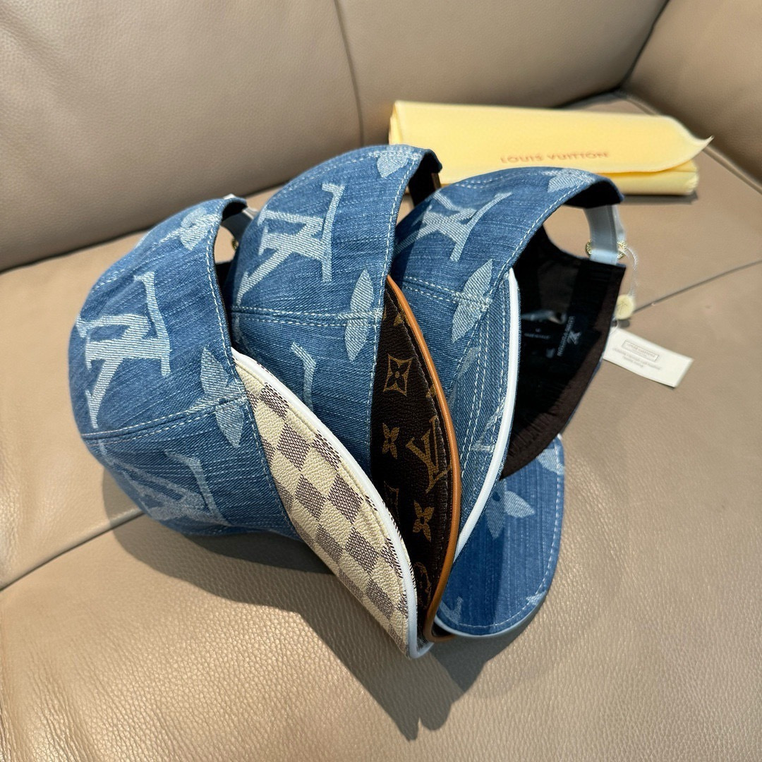 配盒子布袋，LV(路易威登)新款原单棒球帽，大logo提花，1:1开模订制，原版牛仔布料，做工细致完美，