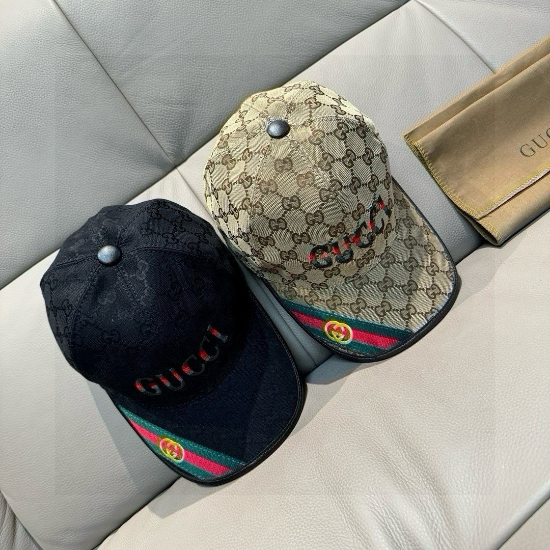 配盒子布袋，Gucci(古奇)新款原单棒球帽，双G织带。1:1开模订制，重工刺绣，细节可媲美专柜，原版帆
