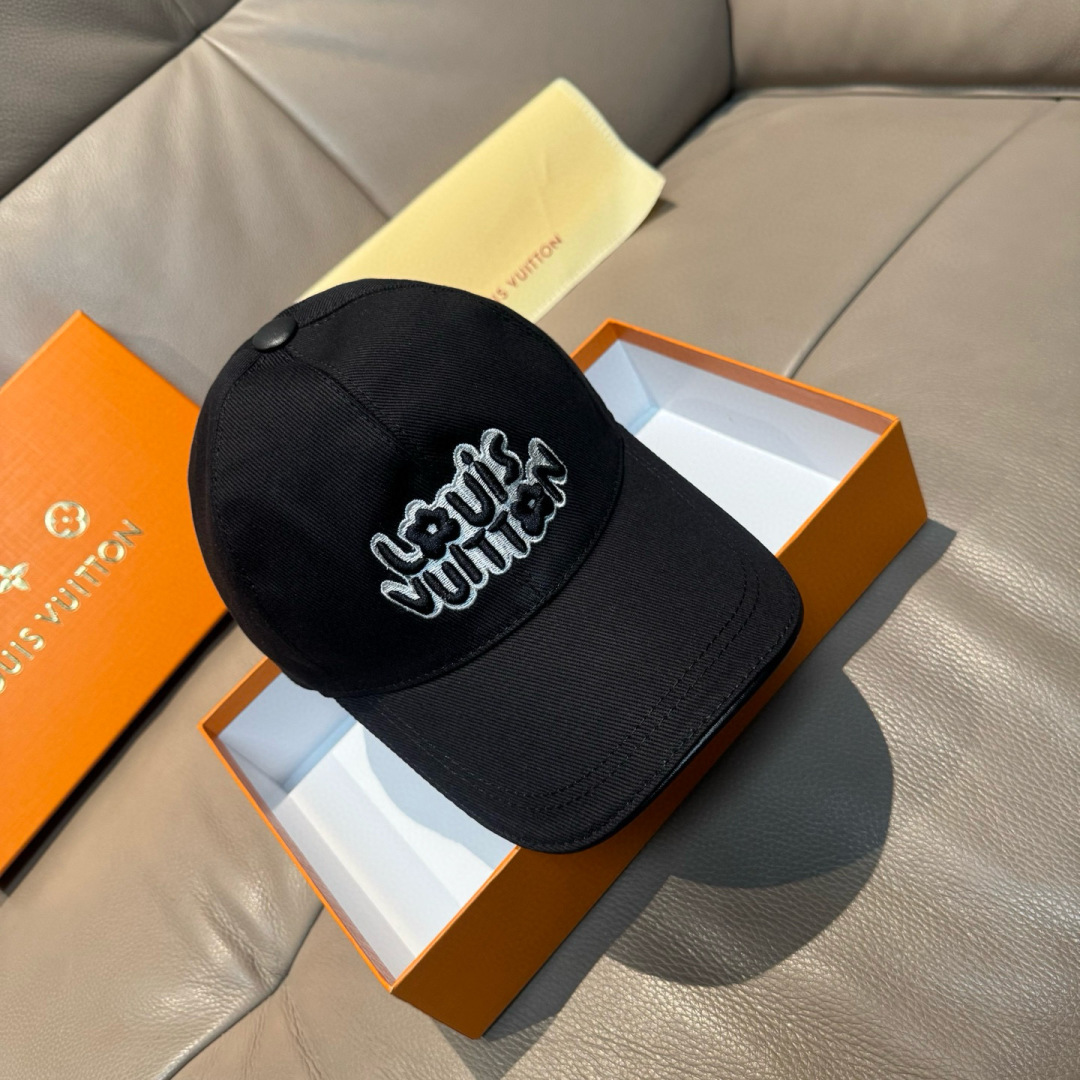 配盒子布袋，LV(路易威登)新款原单棒球帽，LV刺绣，专柜1:1开模订制，原版帆布面料+头层牛皮，精细刺