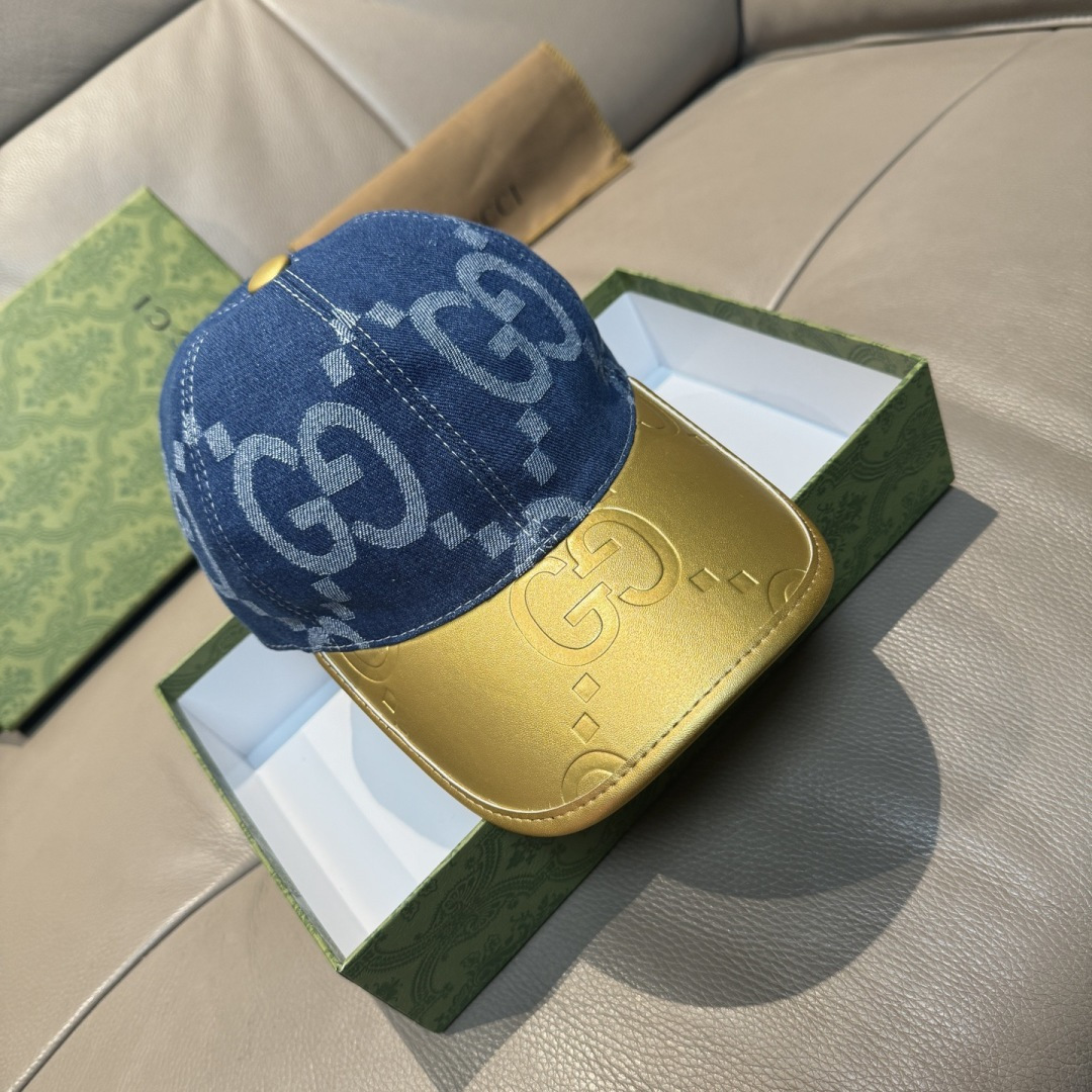 配盒子布袋，Gucci(古奇)新款原单棒球帽， 大双G拼皮，专柜热卖款，1:1开模订制，原版帆布料+头层