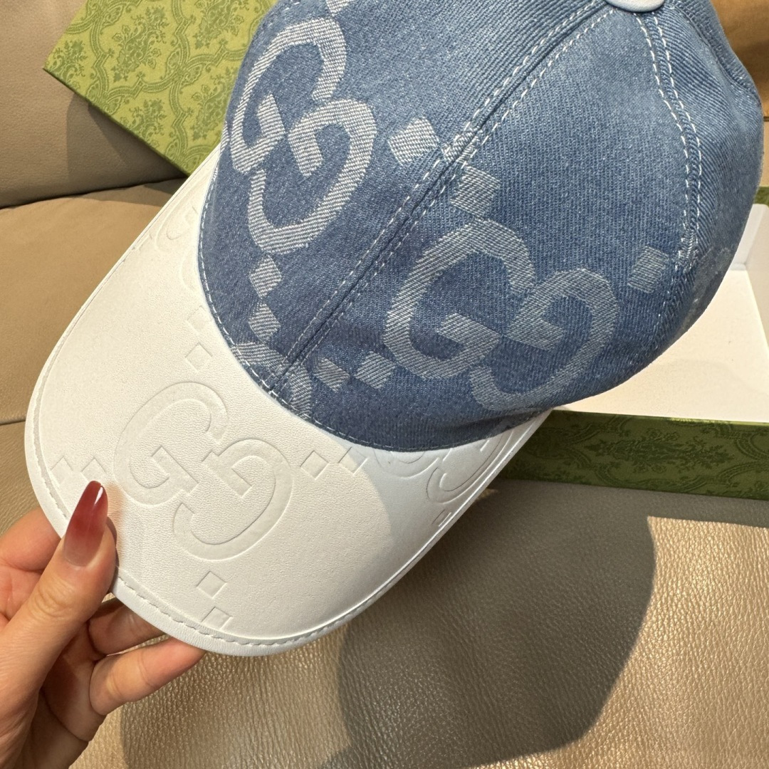 配盒子布袋，Gucci(古奇)新款原单棒球帽， 大双G拼皮，专柜热卖款，1:1开模订制，原版帆布料+头层