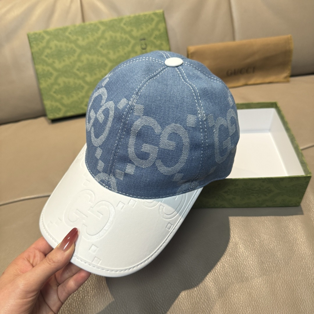 配盒子布袋，Gucci(古奇)新款原单棒球帽， 大双G拼皮，专柜热卖款，1:1开模订制，原版帆布料+头层