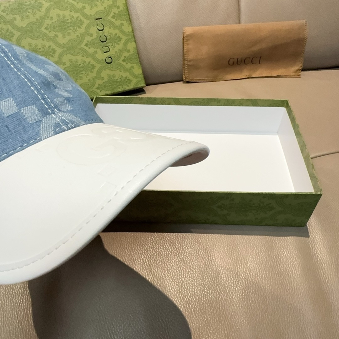 配盒子布袋，Gucci(古奇)新款原单棒球帽， 大双G拼皮，专柜热卖款，1:1开模订制，原版帆布料+头层