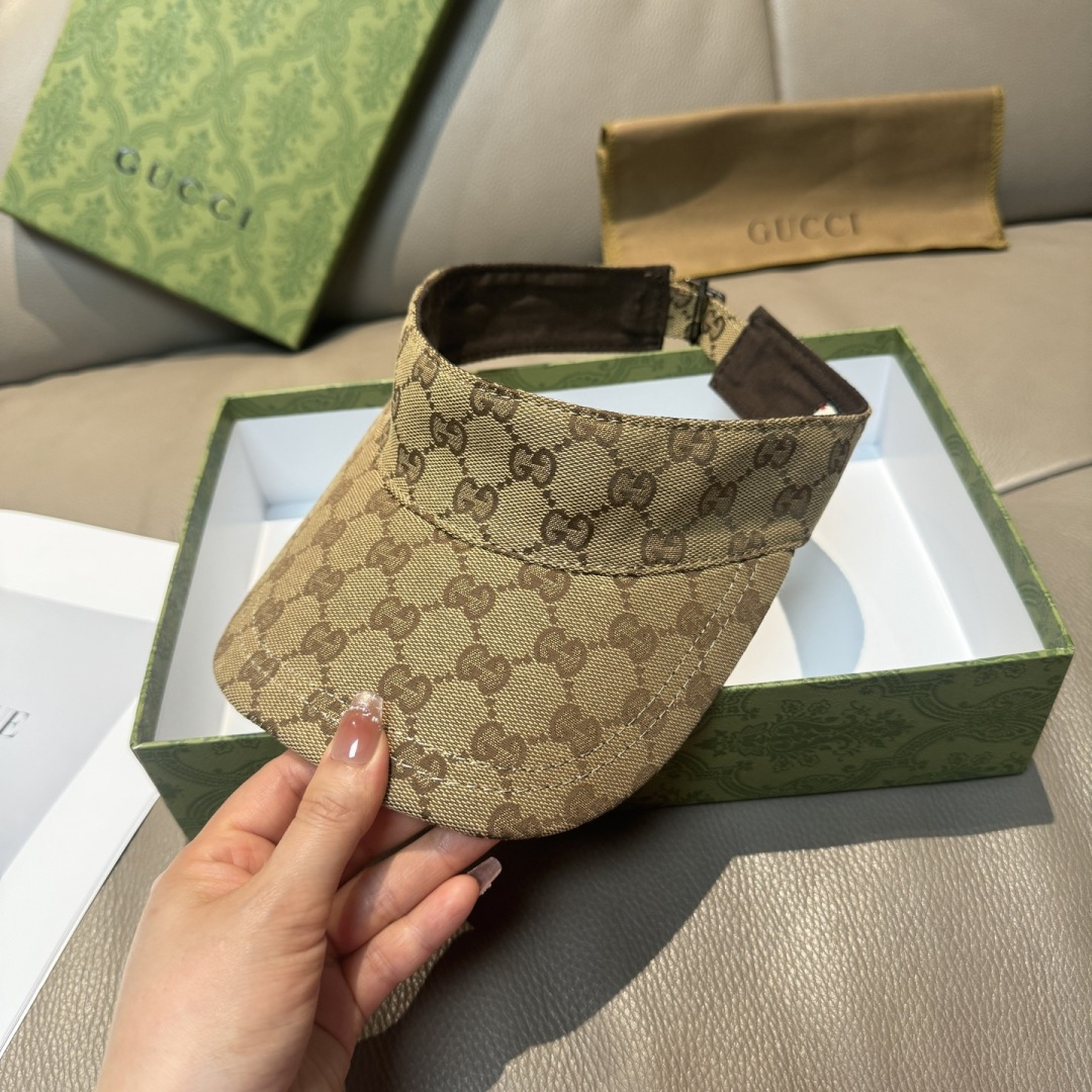 原单版本出货！配盒子布袋，Gucci(古奇)最新原单宽版织带空顶帽。专柜1:1开模订制，最高版本，原版帆