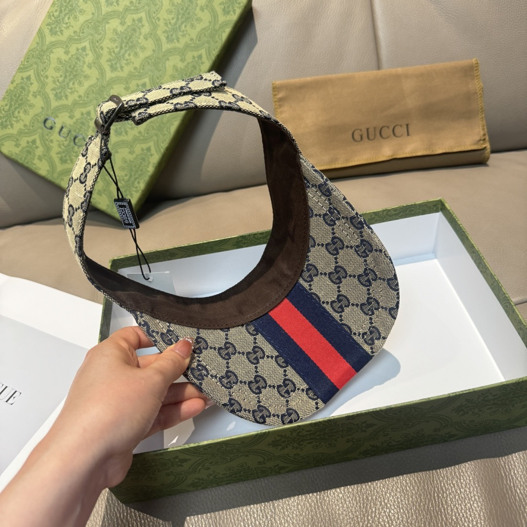 原单版本出货！配盒子布袋，Gucci(古奇)最新原单宽版织带空顶帽。专柜1:1开模订制，最高版本，原版帆