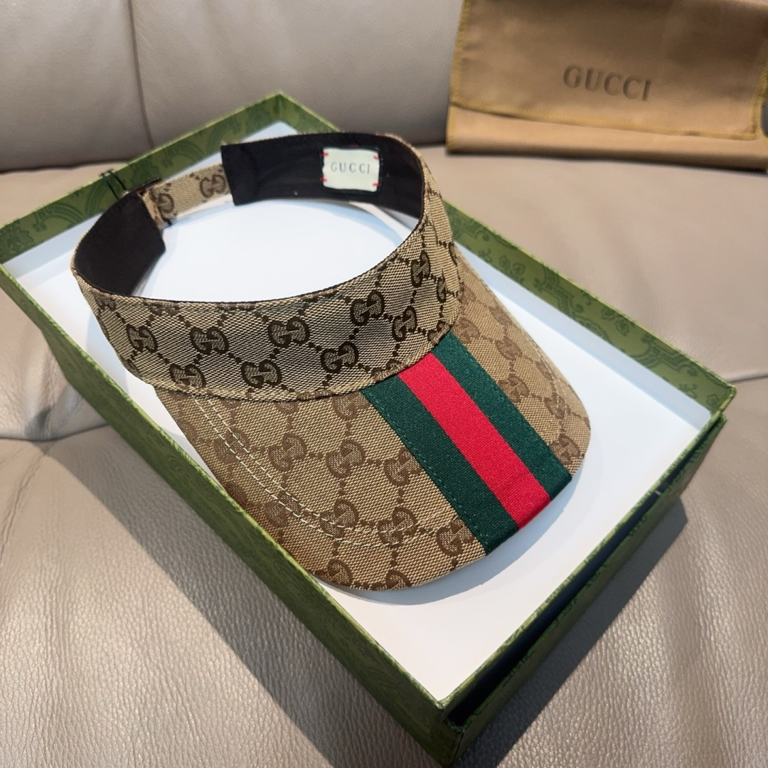 原单版本出货！配盒子布袋，Gucci(古奇)最新原单宽版织带空顶帽。专柜1:1开模订制，最高版本，原版帆