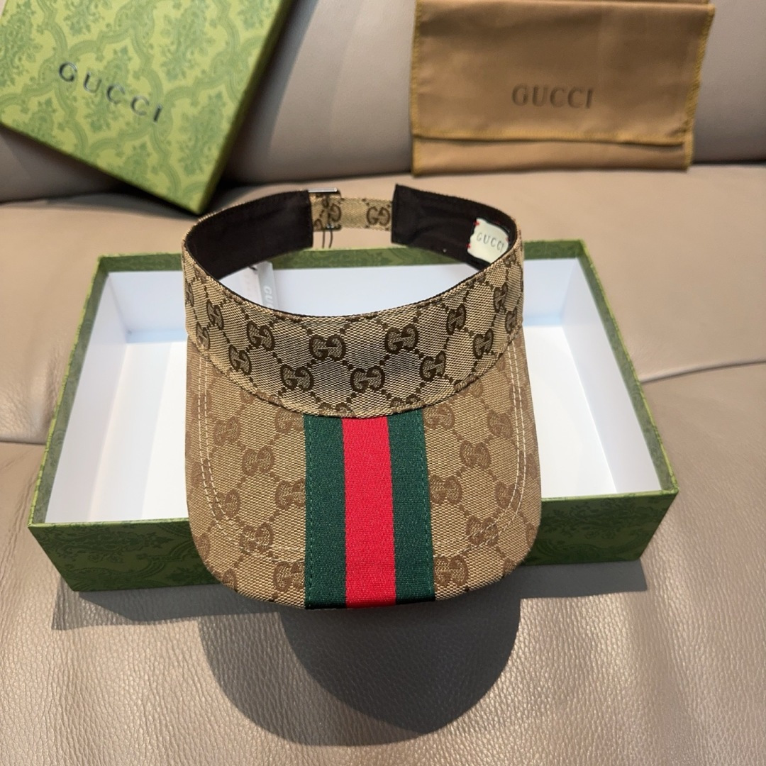 原单版本出货！配盒子布袋，Gucci(古奇)最新原单宽版织带空顶帽。专柜1:1开模订制，最高版本，原版帆