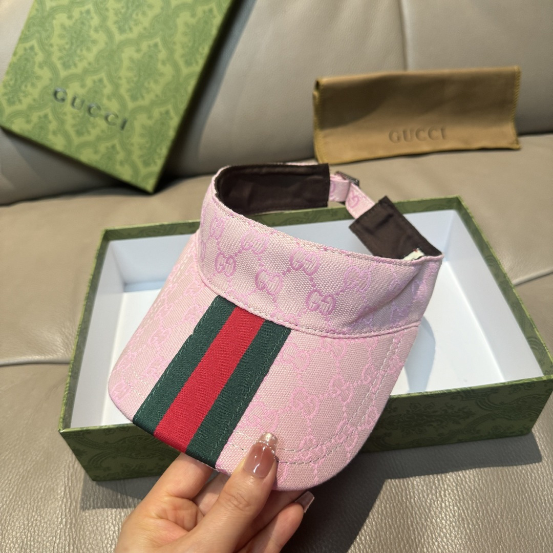 原单版本出货！配盒子布袋，Gucci(古奇)最新原单宽版织带空顶帽。专柜1:1开模订制，最高版本，原版帆