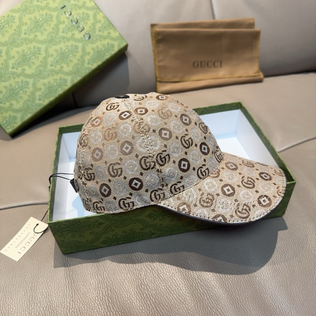 配包装布袋，Gucci古奇新款原单棒球帽， 双G提花，专柜1:1开模订制，完美对花，原版帆布面料+头层牛