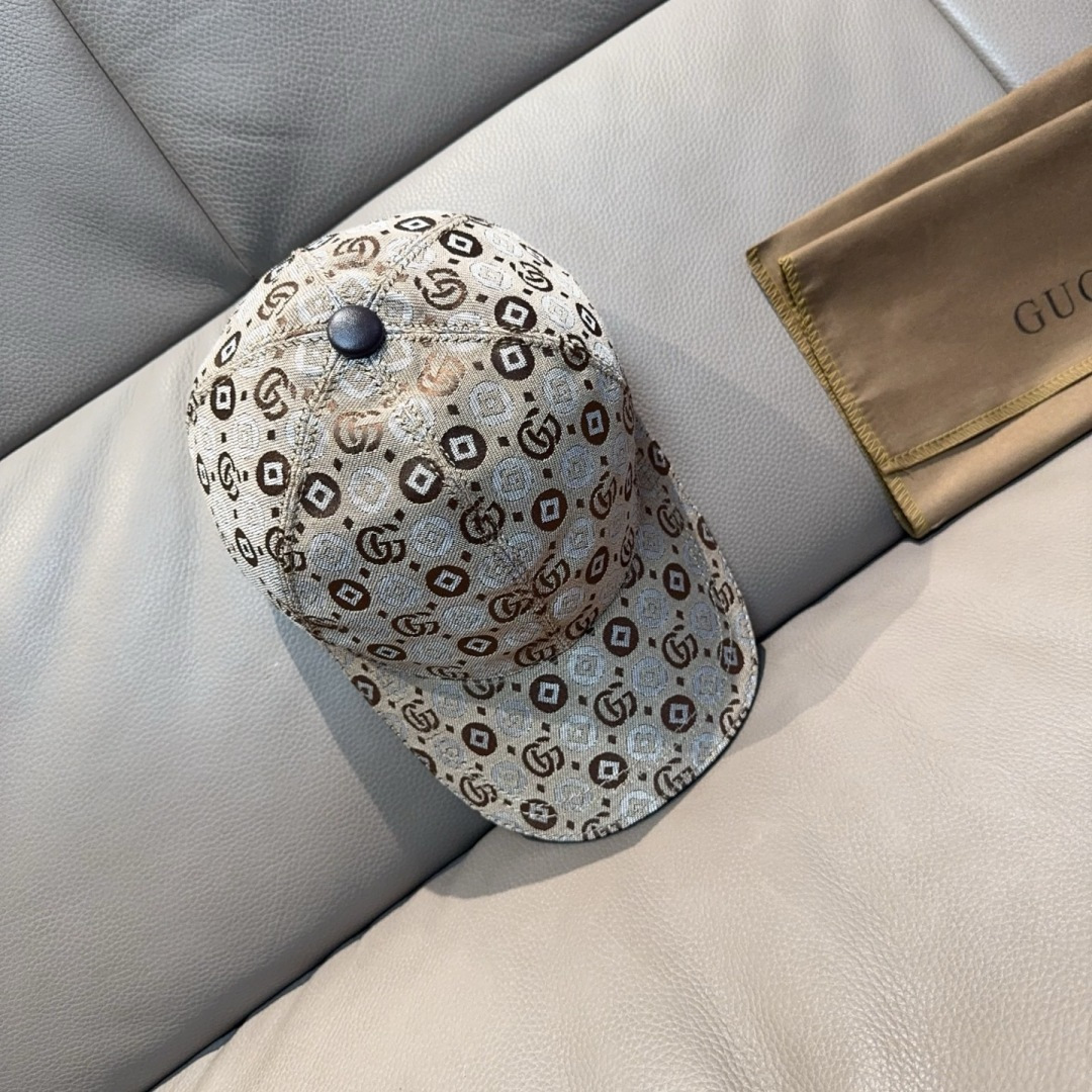 配包装布袋，Gucci古奇新款原单棒球帽， 双G提花，专柜1:1开模订制，完美对花，原版帆布面料+头层牛