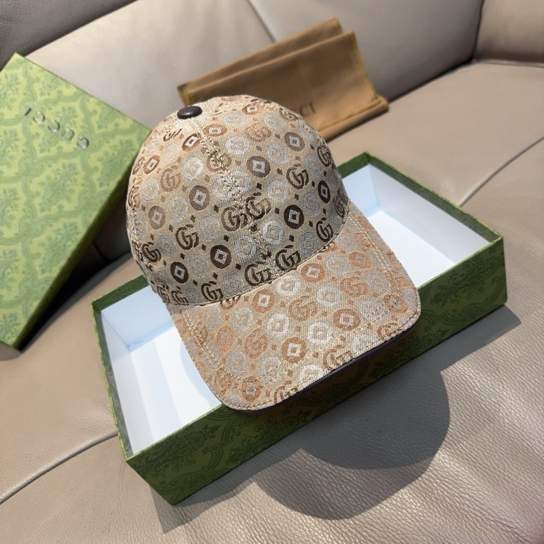 配包装布袋，Gucci古奇新款原单棒球帽， 双G提花，专柜1:1开模订制，完美对花，原版帆布面料+头层牛