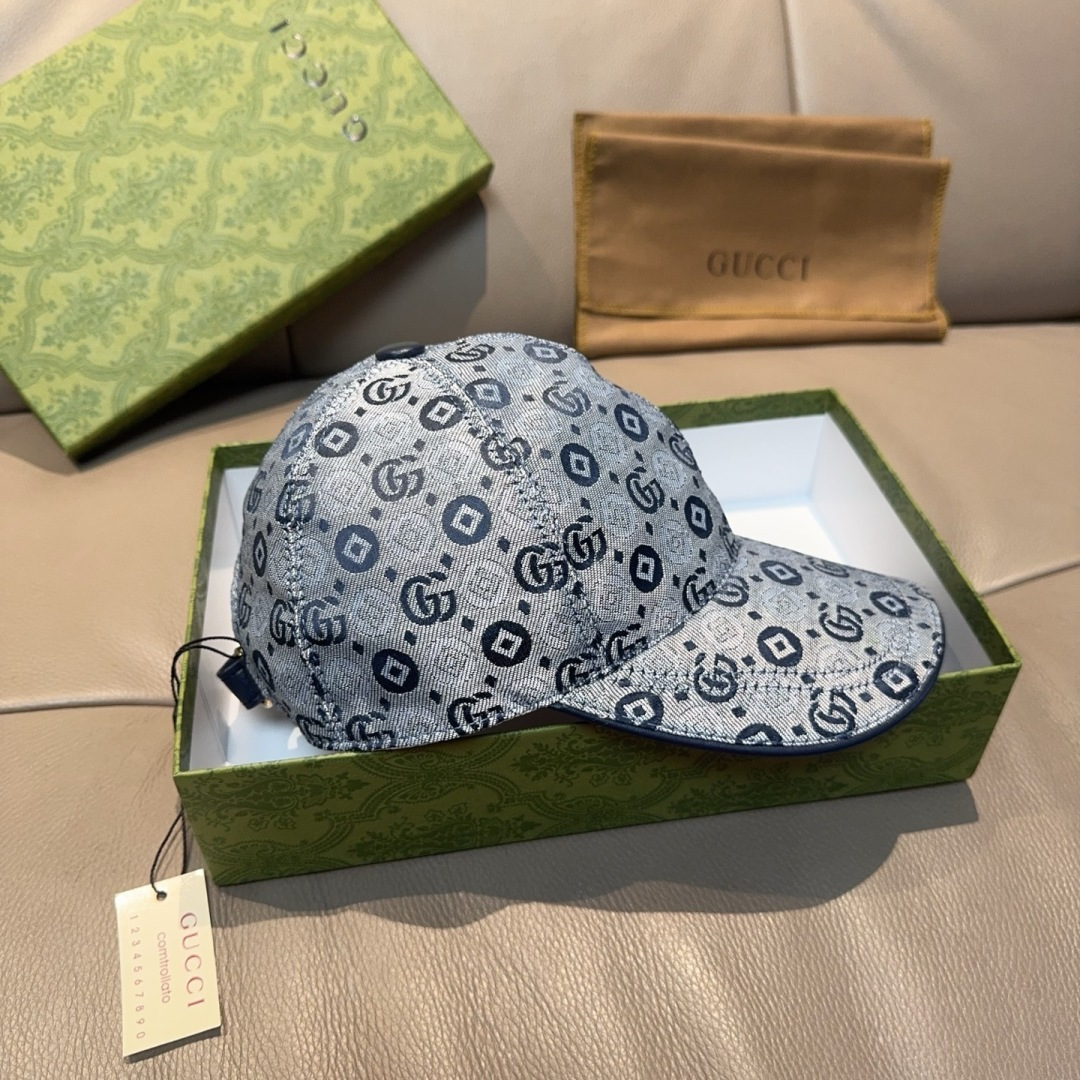 配包装布袋，Gucci古奇新款原单棒球帽， 双G提花，专柜1:1开模订制，完美对花，原版帆布面料+头层牛