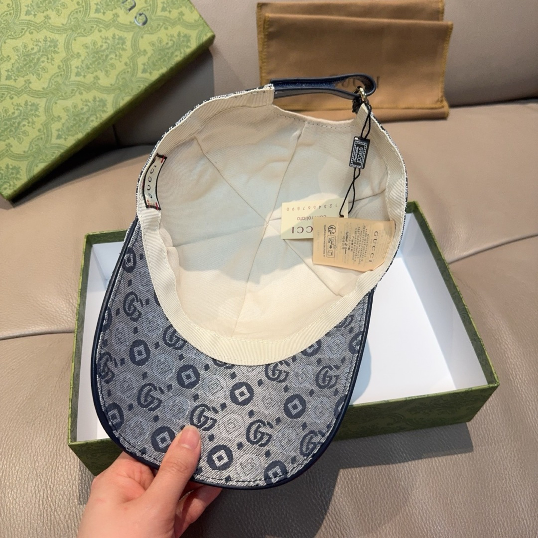 配包装布袋，Gucci古奇新款原单棒球帽， 双G提花，专柜1:1开模订制，完美对花，原版帆布面料+头层牛