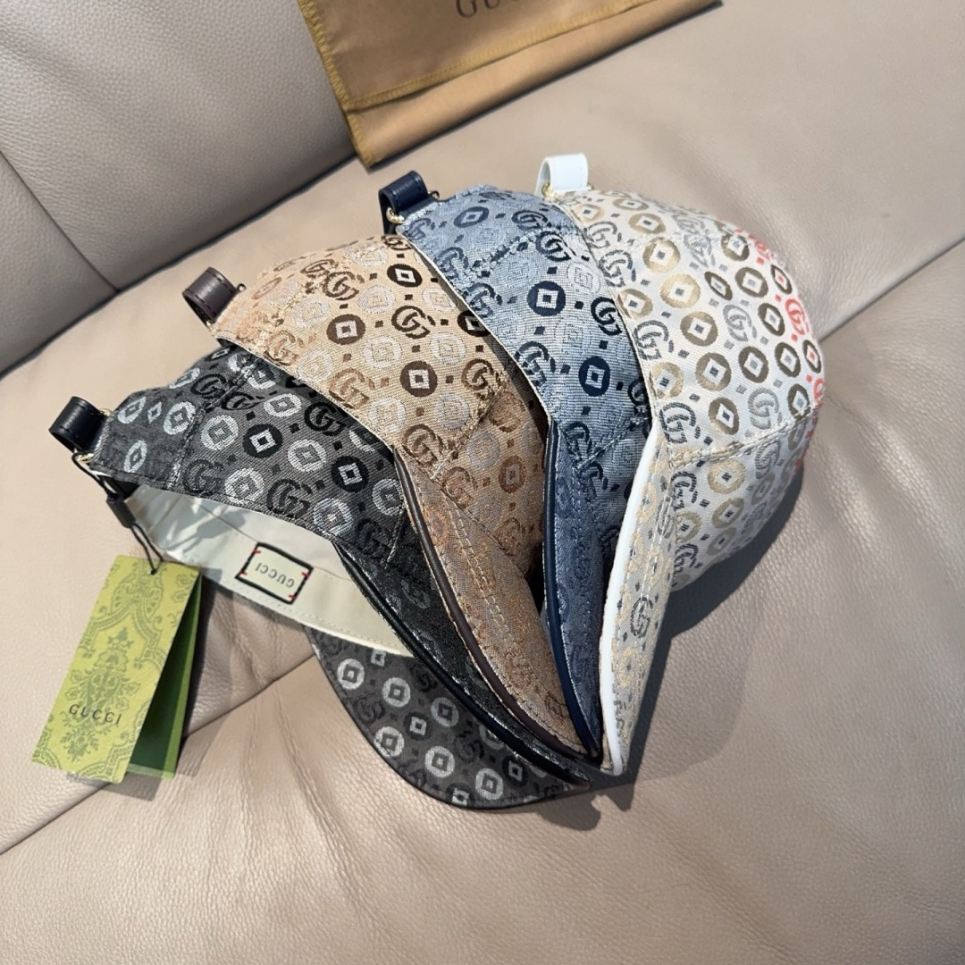 配包装布袋，Gucci古奇新款原单棒球帽， 双G提花，专柜1:1开模订制，完美对花，原版帆布面料+头层牛