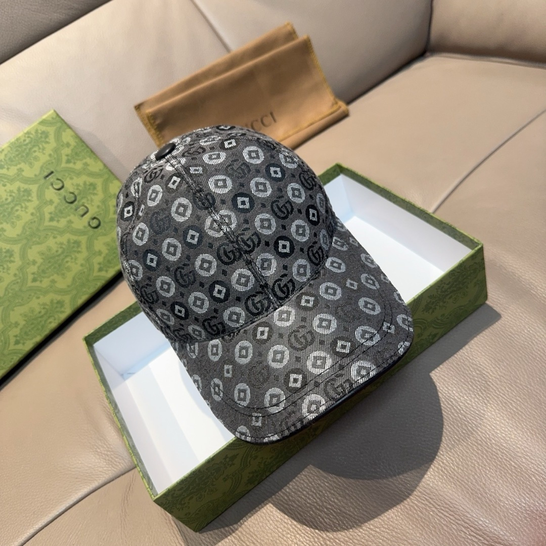 配包装布袋，Gucci古奇新款原单棒球帽， 双G提花，专柜1:1开模订制，完美对花，原版帆布面料+头层牛