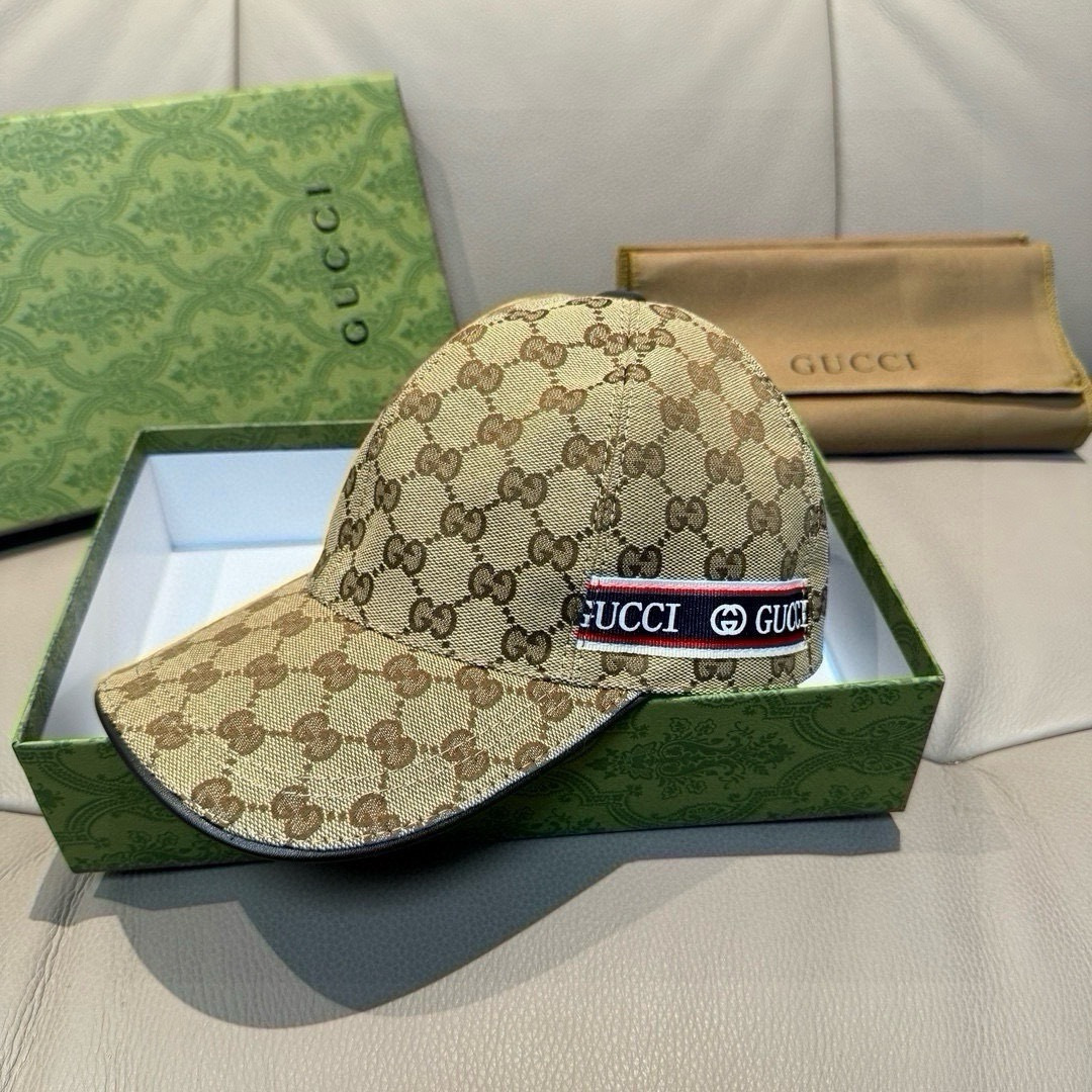 配包装布袋，Gucci古奇新款原单棒球帽， logo织带，专柜1:1开模订制，原版帆布面料+头层牛皮，轻