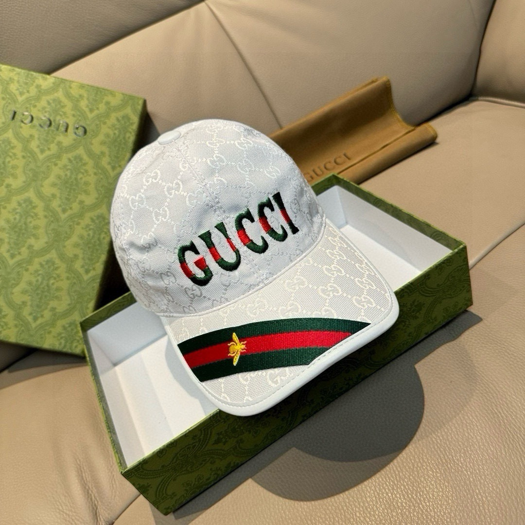 配盒子布袋，Gucci(古奇)新款原单棒球帽，1:1开模订制，重工刺绣，细节可媲美专柜，原版帆布料+头层