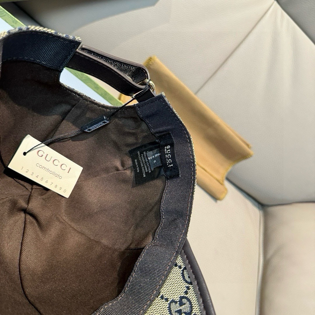 配盒子布袋，Gucci(古奇)新款原单棒球帽，1:1开模订制，重工刺绣，细节可媲美专柜，原版帆布料+头层