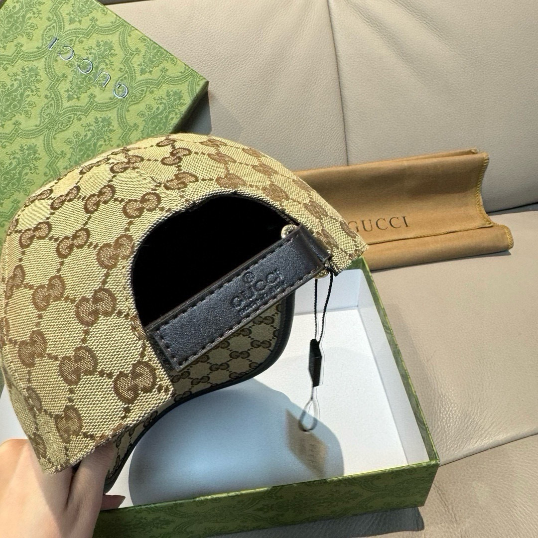 配盒子布袋，Gucci(古奇)新款原单棒球帽，1:1开模订制，重工刺绣，细节可媲美专柜，原版帆布料+头层