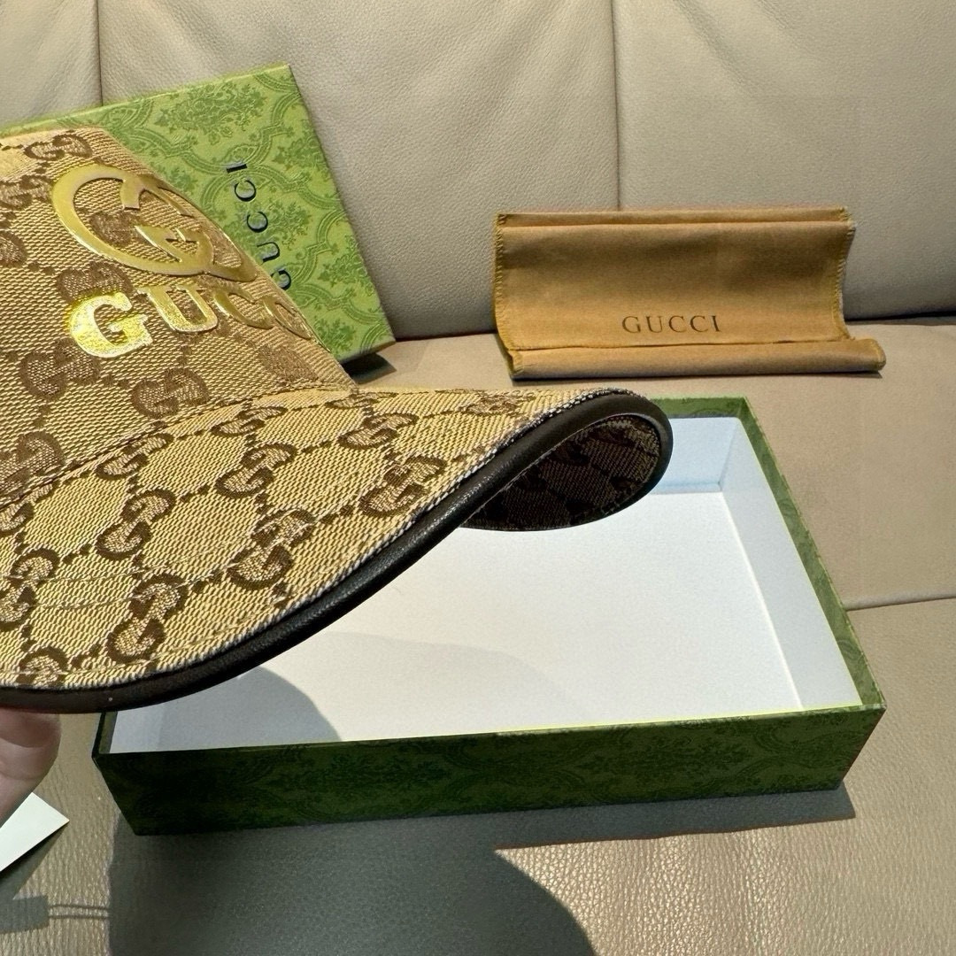 配盒子布袋，Gucci(古奇)原单棒球帽，烫金双G，1:1开模订制，最高版本，原版帆布料+头层牛皮，纯棉