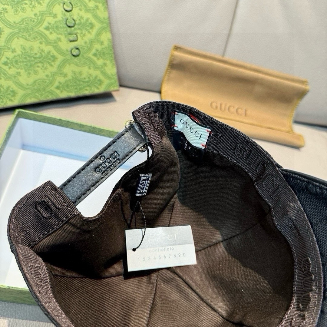 配盒子布袋，Gucci(古奇)原单棒球帽，烫金双G，1:1开模订制，最高版本，原版帆布料+头层牛皮，纯棉