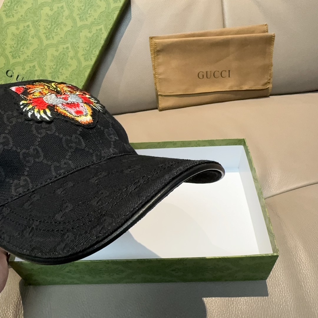 配盒子布袋，Gucci(古奇)新款原单棒球帽， 虎头刺绣，1:1开模订制，重工刺绣，细节可媲美专柜，原版