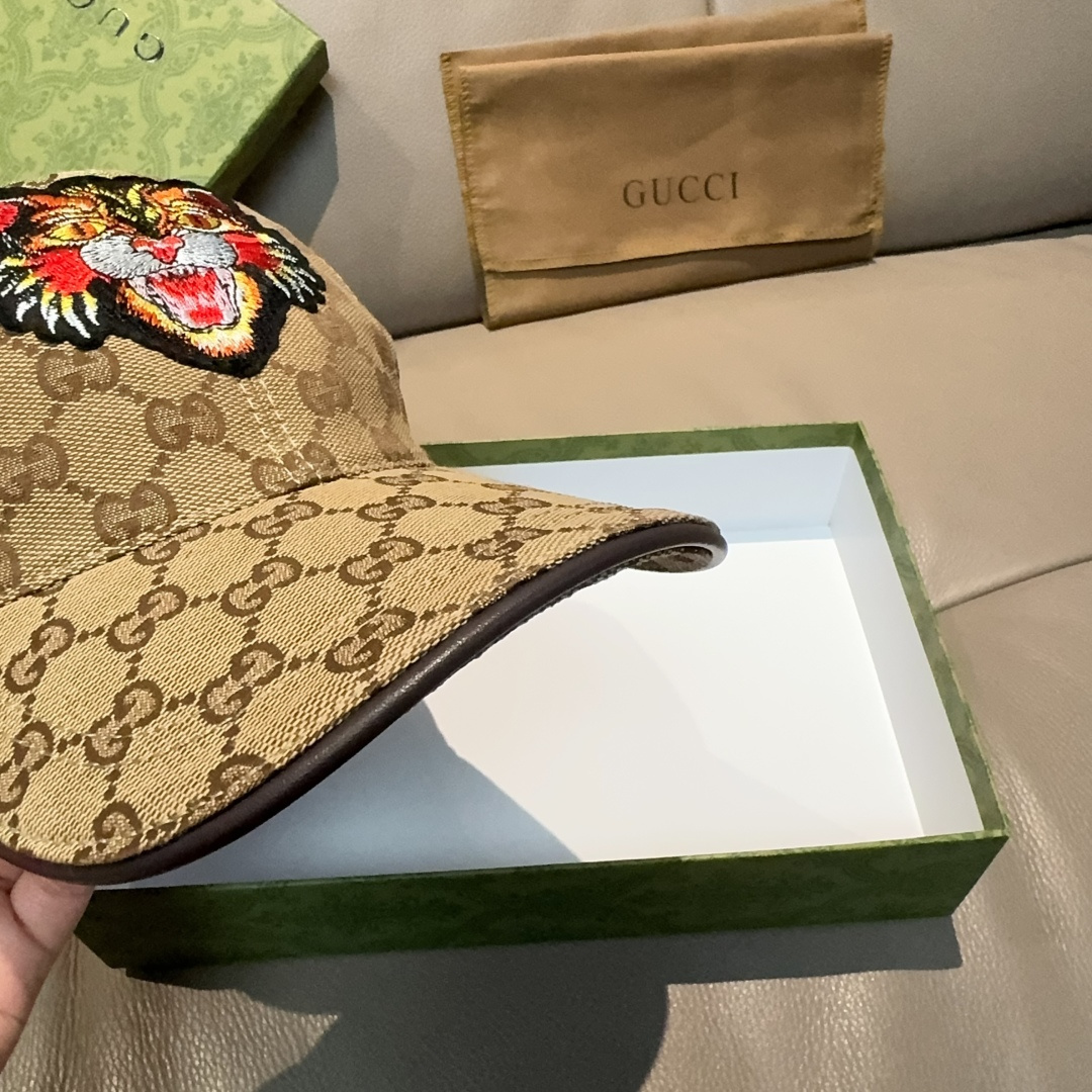 配盒子布袋，Gucci(古奇)新款原单棒球帽， 虎头刺绣，1:1开模订制，重工刺绣，细节可媲美专柜，原版