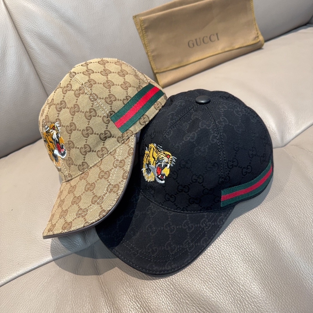 配盒子布袋，Gucci(古奇)新款原单棒球帽， 虎头刺绣，1:1开模订制，重工刺绣，细节可媲美专柜，原版