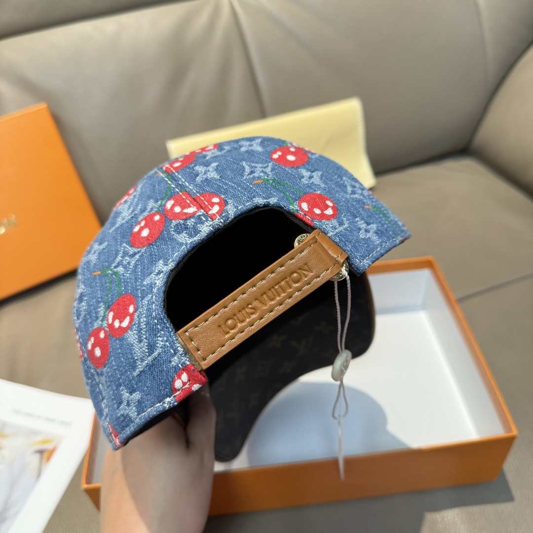 配盒子布袋，LV路易威登新款原单棒球帽，LV小樱桃，专柜1:1开模订制，原版帆布面料+头层牛皮，轻盈透气