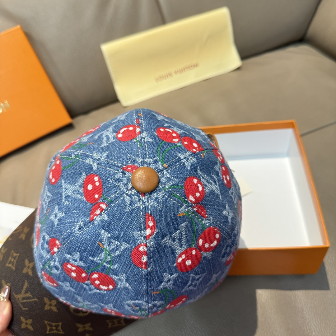 配盒子布袋，LV路易威登新款原单棒球帽，LV小樱桃，专柜1:1开模订制，原版帆布面料+头层牛皮，轻盈透气