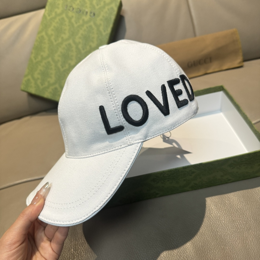 配盒子布袋，Gucci(古奇)新款原单棒球帽，Loved系列，1:1开模订制，重工刺绣，细节可媲美专柜，