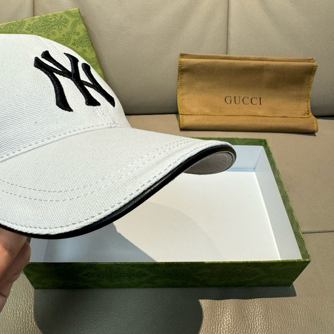 配盒子布袋，NY&Gucci(古奇)合作款，最新款原单棒球帽，1:1开模订制，重工刺绣，细节可媲美专柜，