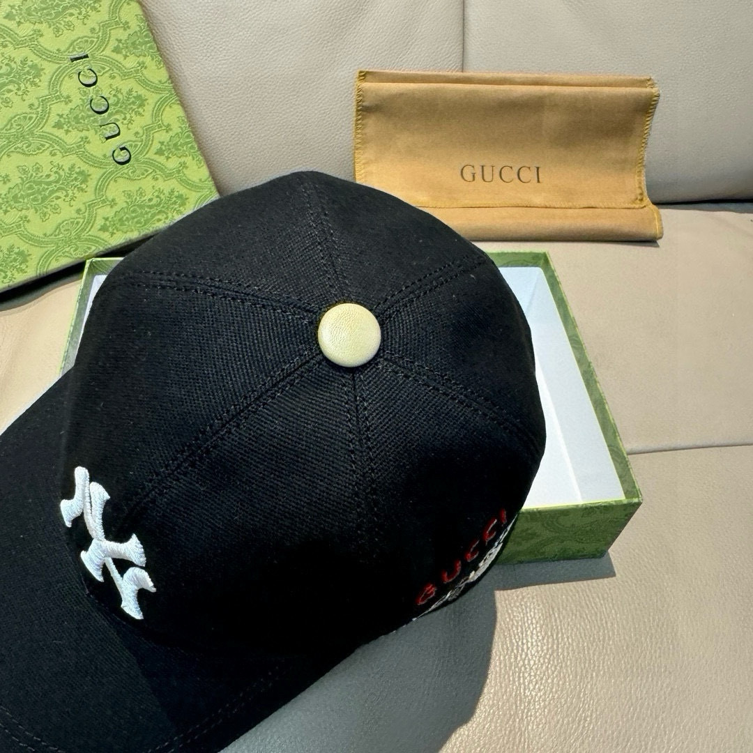 配盒子布袋，NY&Gucci(古奇)合作款，最新款原单棒球帽，1:1开模订制，重工刺绣，细节可媲美专柜，
